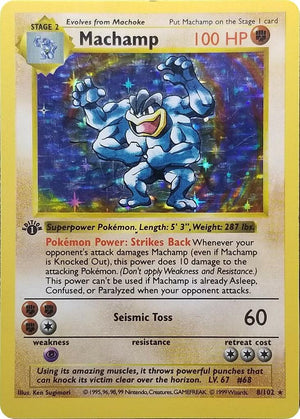 Holo Rare Machamp - 8/102 (Base Set Shadowless) [008/102 Heavily Played ]