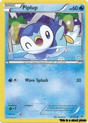 36/162 Piplup Common Normal Lightly Played