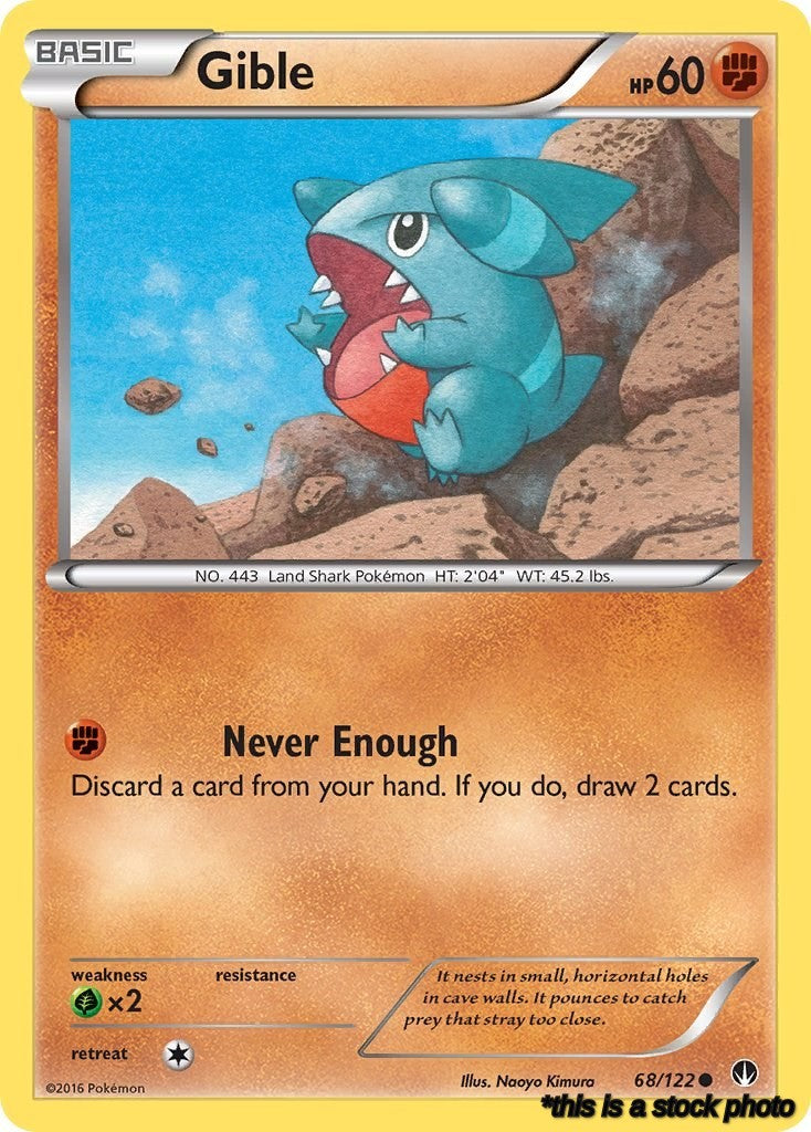 Reverse Holofoil Gible [68/122 Near Mint ]