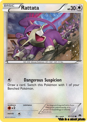 Reverse Holofoil Rattata [87/122 Lightly Played ]