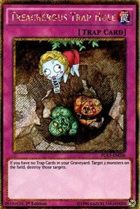 1st Edition Treacherous Trap Hole [PGL3-EN036 Moderately Played] Gold Secret Rare