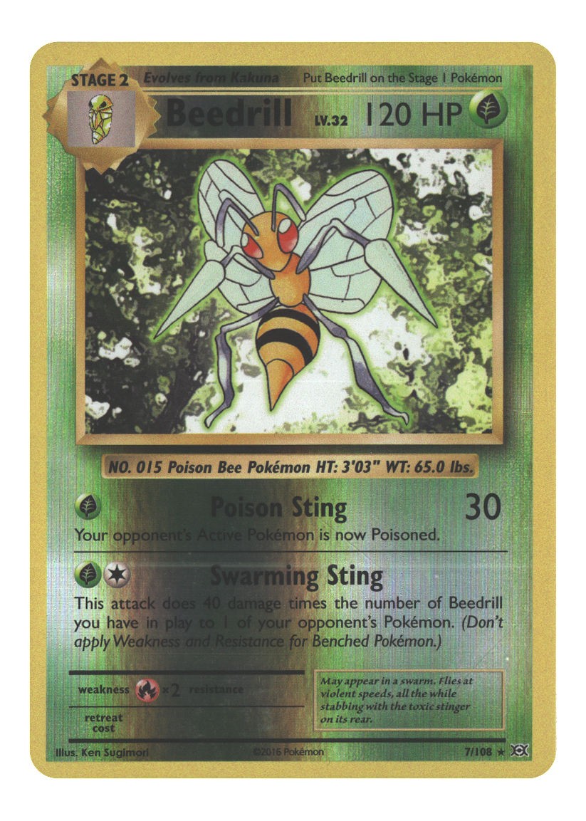 7/108 Beedrill Rare Reverse Holofoil Lightly Played