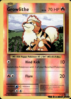 17/108 Growlithe Common Reverse Holofoil Lightly Played