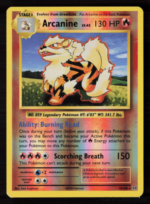 18/108 Arcanine Rare Reverse Holofoil Lightly Played