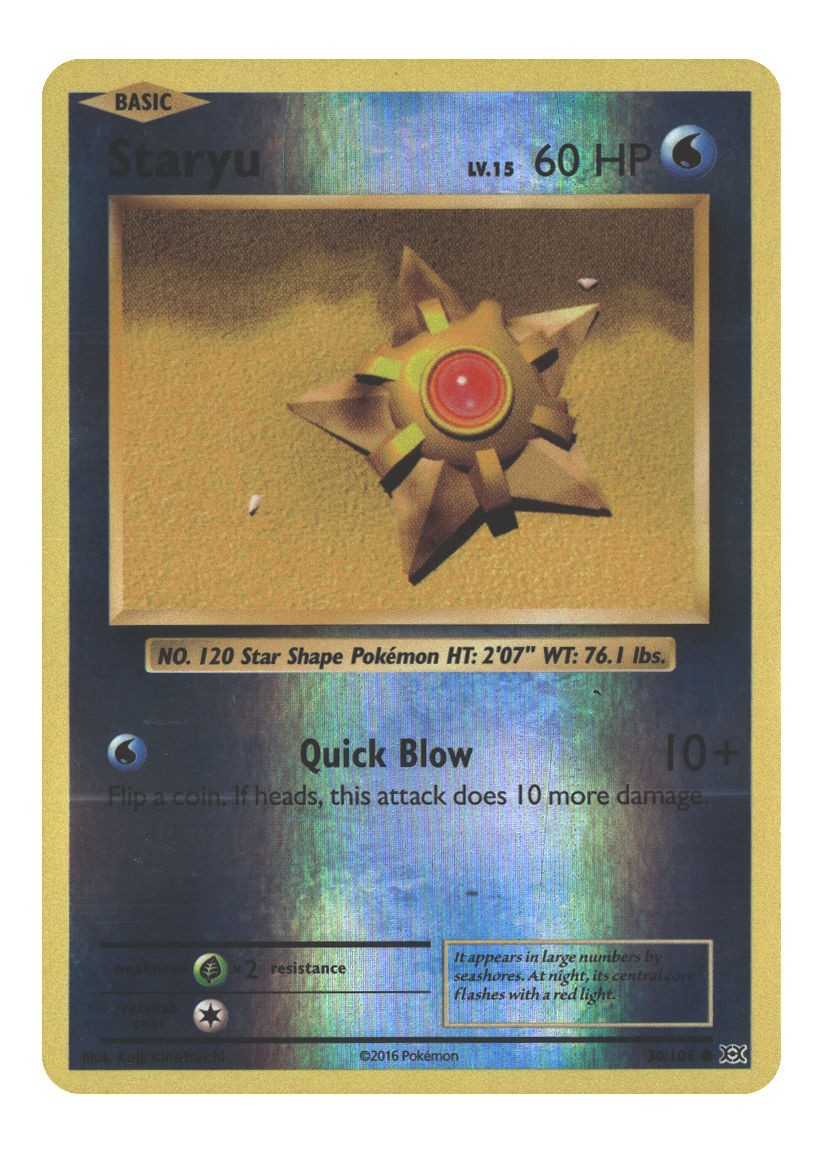 30/108 Staryu Common Reverse Holofoil Lightly Played