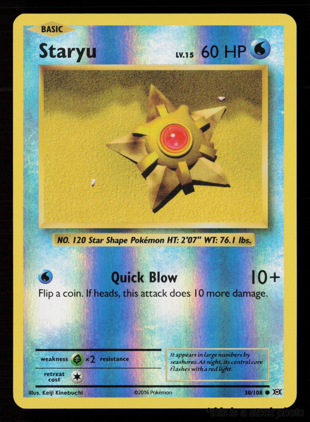 30/108 Staryu Common Reverse Holofoil Lightly Played