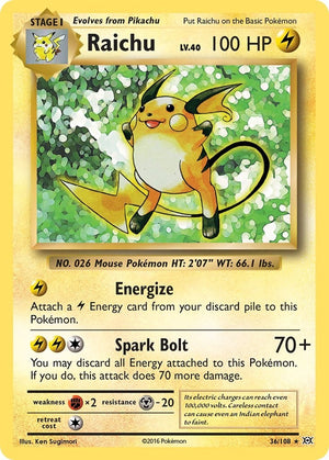 Holo Rare Raichu [36/108 Near Mint ]