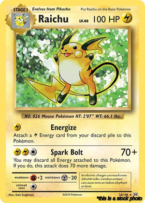 36/108 Raichu Holo Rare Reverse Holofoil