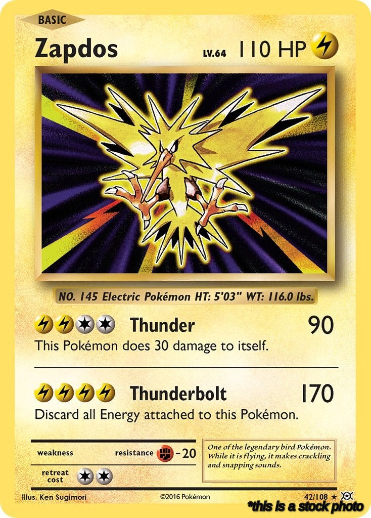 42/108 Zapdos Holo Rare Reverse Holofoil
