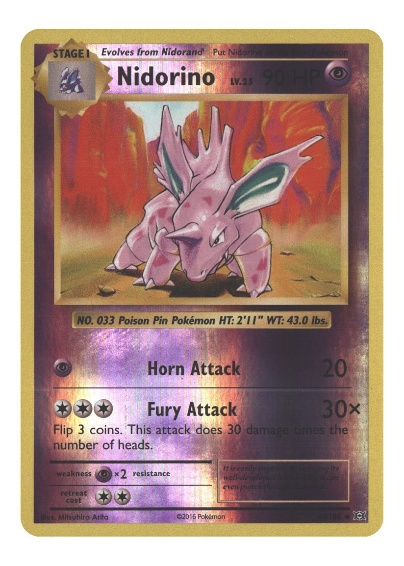 44/108 Nidorino Uncommon Reverse Holofoil Lightly Played