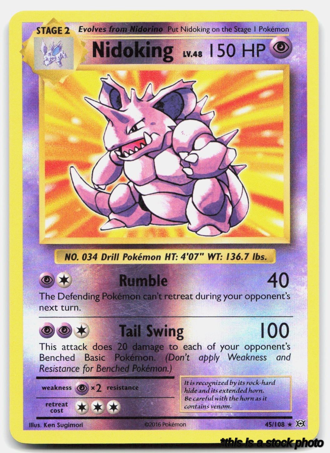 45/108 Nidoking Holo Rare Reverse Holofoil Lightly Played