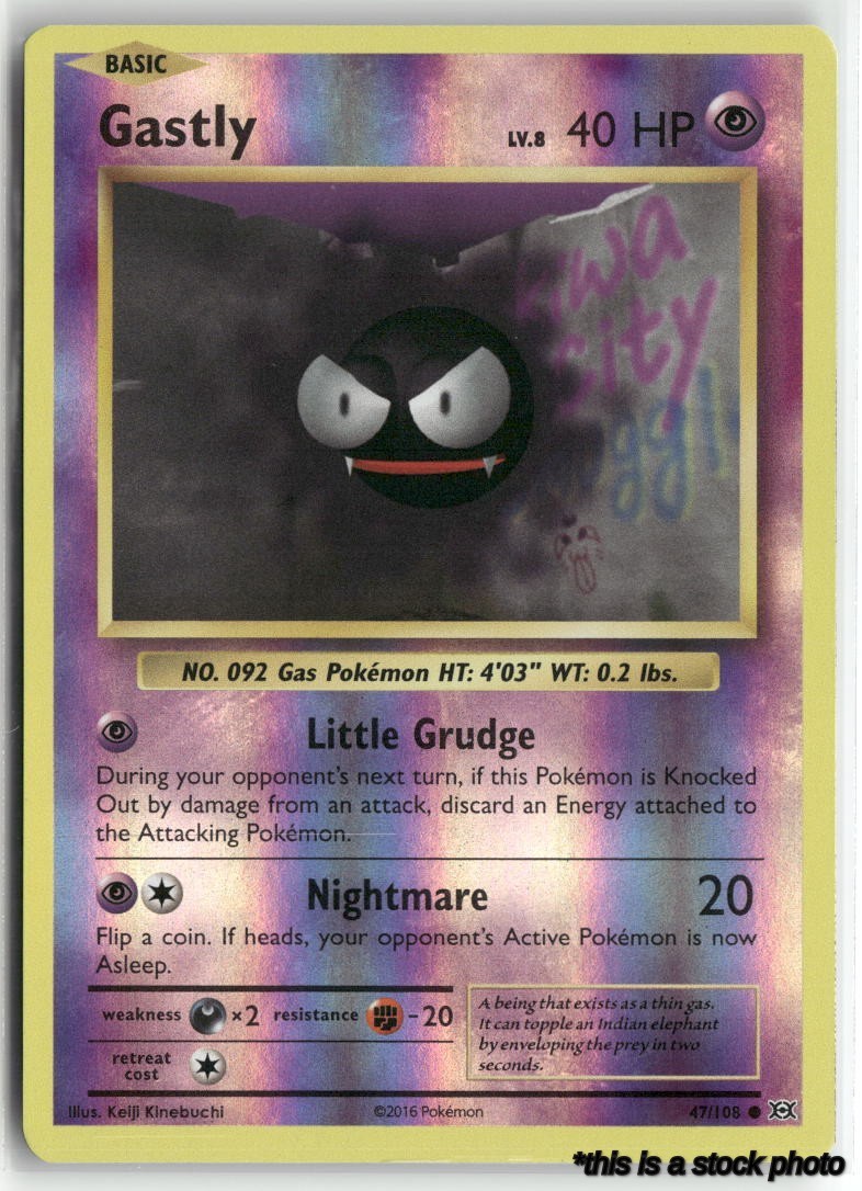 47/108 Gastly Common Reverse Holofoil Lightly Played