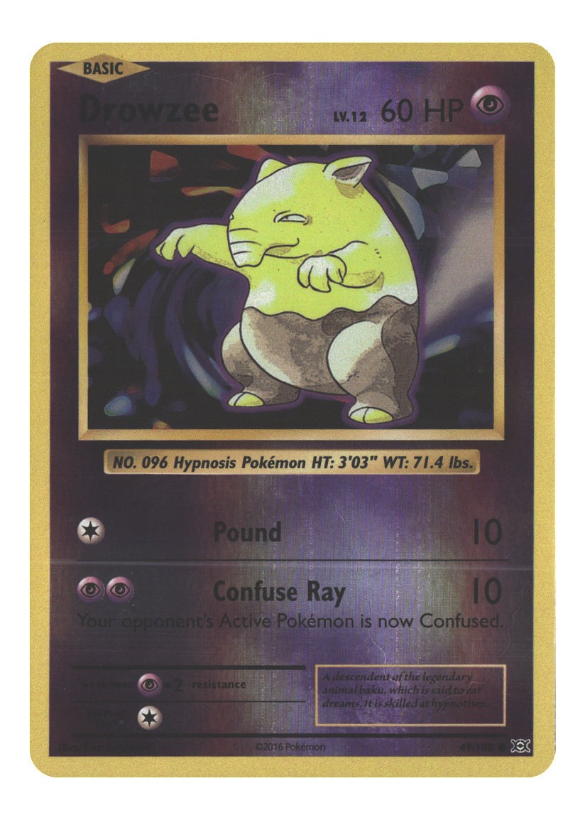 49/108 Drowzee Common Reverse Holofoil Lightly Played