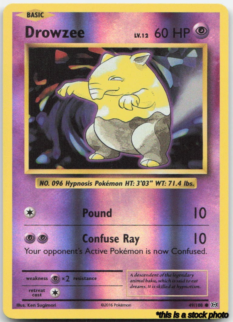 49/108 Drowzee Common Reverse Holofoil Lightly Played