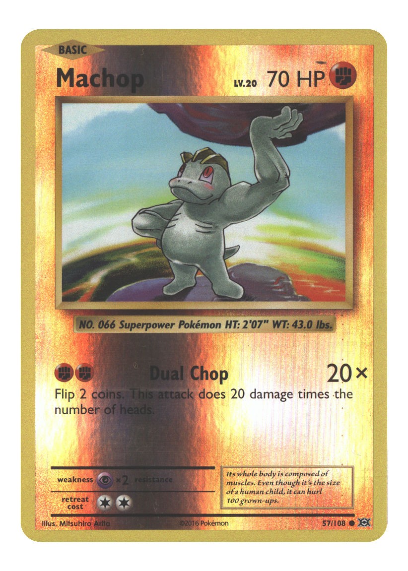 57/108 Machop Common Reverse Holofoil Lightly Played