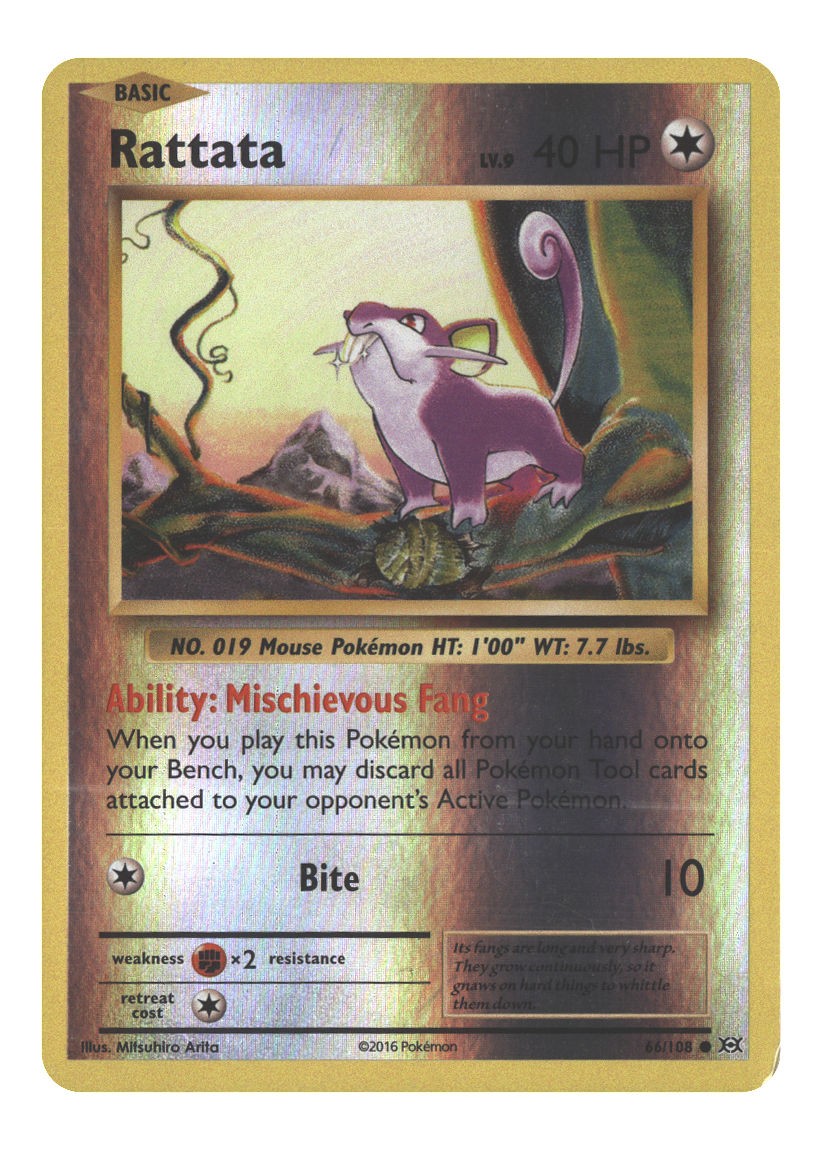 66/108 Rattata Common Reverse Holofoil Lightly Played