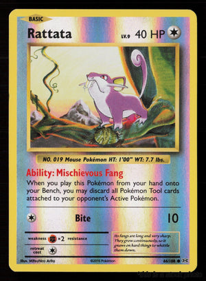 66/108 Rattata Common Reverse Holofoil Lightly Played