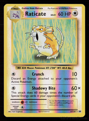 67/108 Raticate Rare Reverse Holofoil Lightly Played