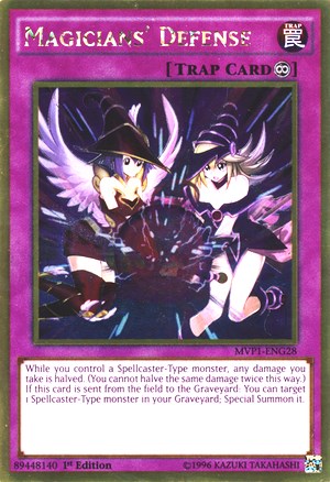 1st Edition Magicians' Defense [MVP1-ENG28 Moderately Played] Gold Rare