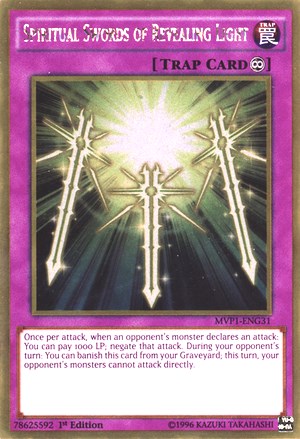 1st Edition Spiritual Swords of Revealing Light [MVP1-ENG31 Moderately Played] Gold Rare