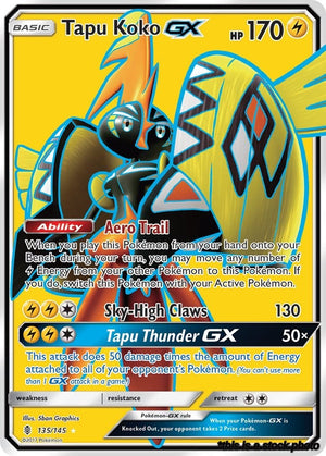 Holofoil Tapu Koko GX (Full Art) [135/145 Near Mint ]