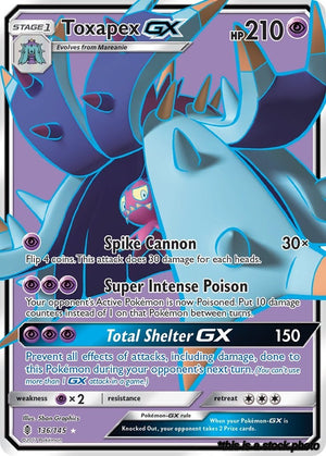 Holofoil Toxapex GX (Full Art) [136/145 Near Mint ]