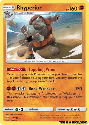 67/147 Rhyperior Holo Rare Holofoil