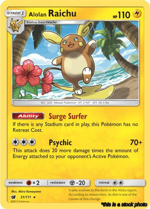 31/111 Alolan Raichu Holo Rare Holofoil