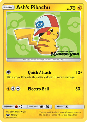 Promo Ash's Pikachu - SM112 [SM112 Lightly Played ]