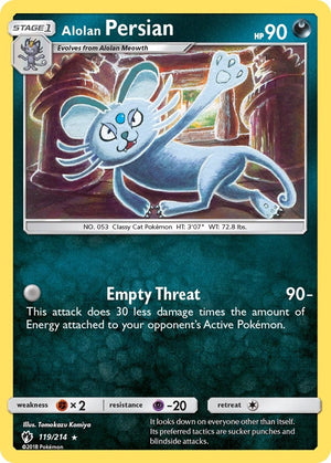 Rare Alolan Persian [119/214 Near Mint ]