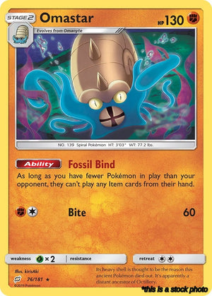 76/181 Omastar Holo Rare Holofoil