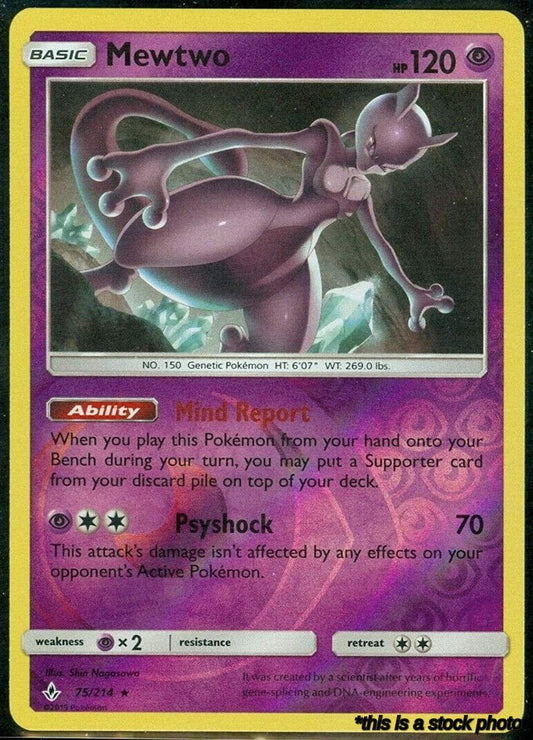 75/214 Mewtwo Rare Reverse Holofoil