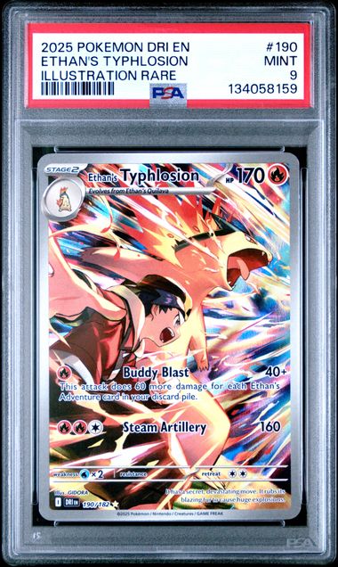 2025 POKEMON DESTINED RIVALS #190 ETHAN'S TYPHLOSION ILLUSTRATION RARE | PSA 9