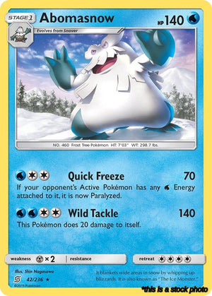 42/236 Abomasnow Rare Reverse Holofoil