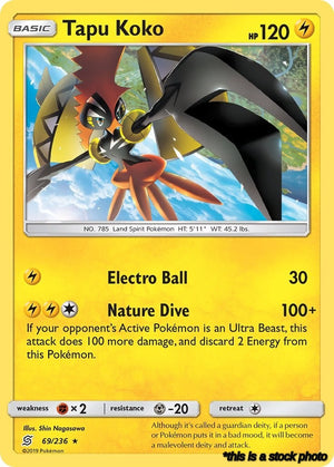 69/236 Tapu Koko Holo Rare Holofoil