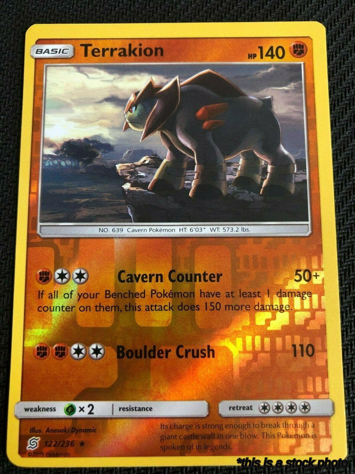 122/236 Terrakion Holo Rare Reverse Holofoil