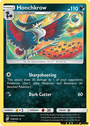 130/236 Honchkrow Rare Reverse Holofoil