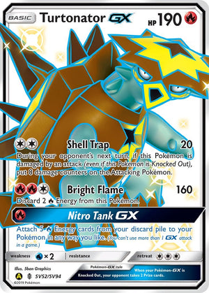 Shiny Holo Rare Turtonator GX [SV52/SV94 Near Mint ]
