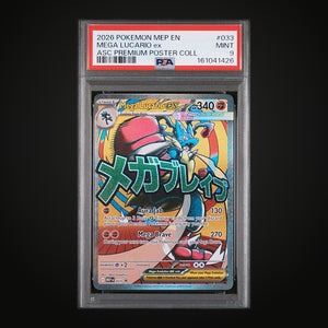 Mega Lucario ex MEP 033 Promo — PSA 9 Mint (Ascended Heroes Premium Poster Collection)