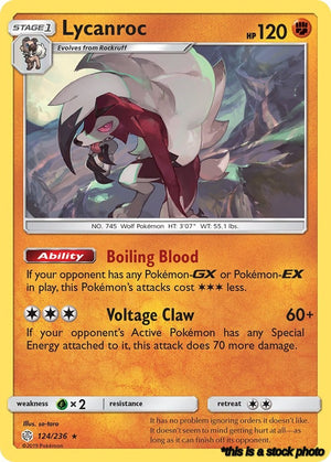Holofoil Lycanroc [124/236 Near Mint ]