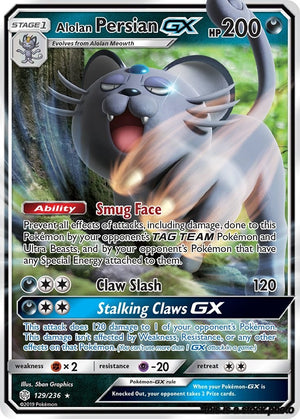 129/236 Alolan Persian GX Ultra Rare Holofoil