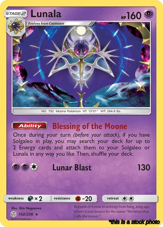 102/236 Lunala Holo Rare Holofoil