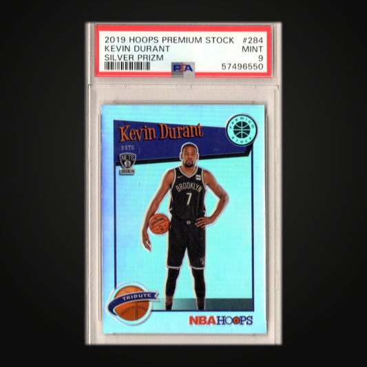 2019-20 Panini Hoops Premium Stock Kevin Durant Silver Prizm #284 PSA 9 MINT