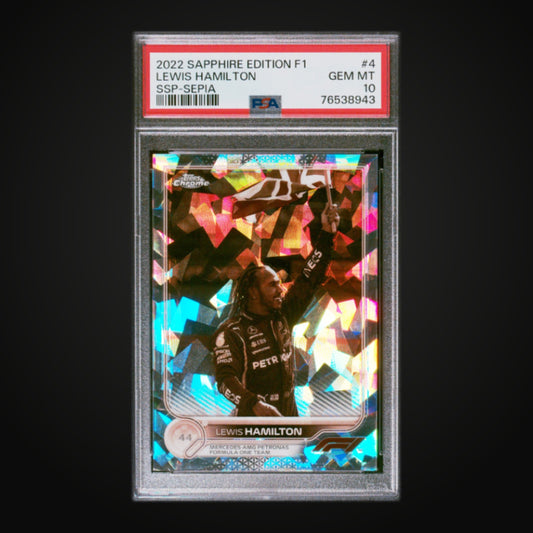2022 Topps Chrome Sapphire Edition F1 #4 Lewis Hamilton SSP-Sepia PSA 10 Gem MT