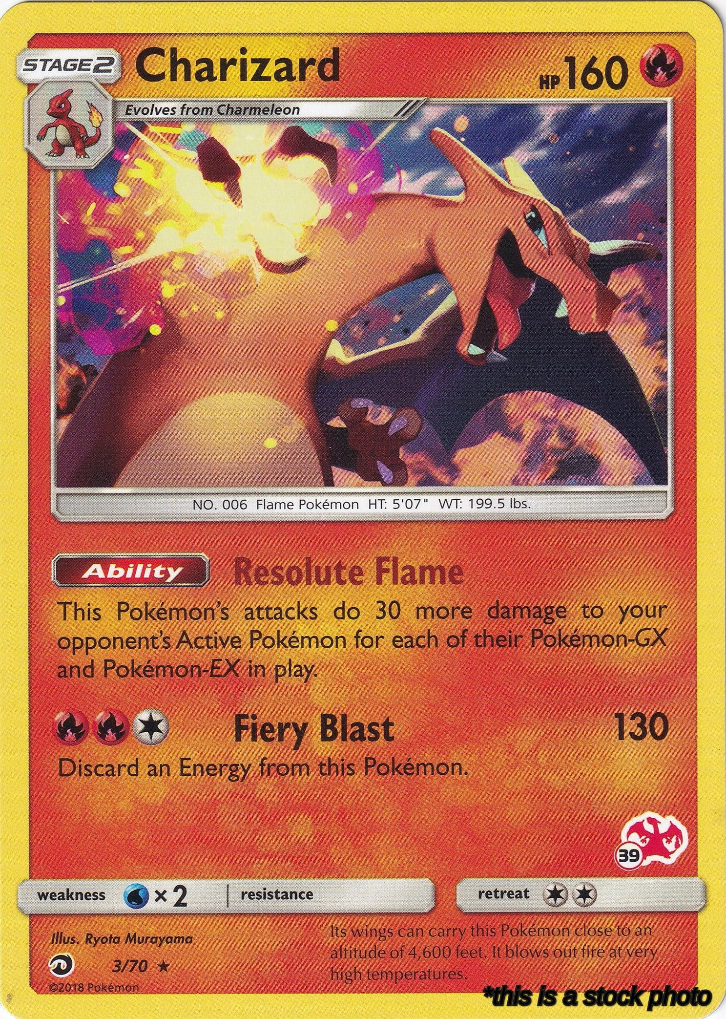 Normal Charizard - 3/70 (#39 Charizard Stamped) [003/070 Moderately Played ]