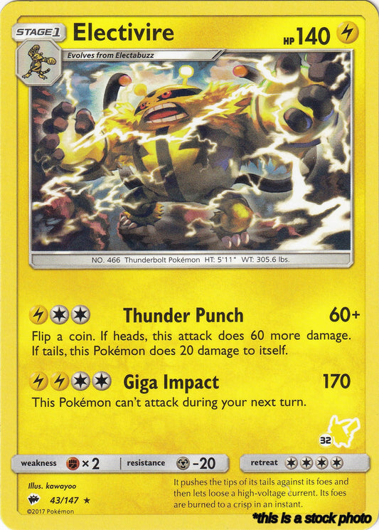 Electivire- 43/147 (#32 Pikachu Stamped)