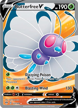 Ultra Rare Butterfree V (Full Art) [177/189 Near Mint ]