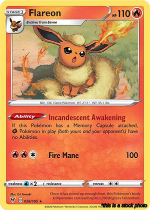 026/185 Flareon Rare Reverse Holofoil