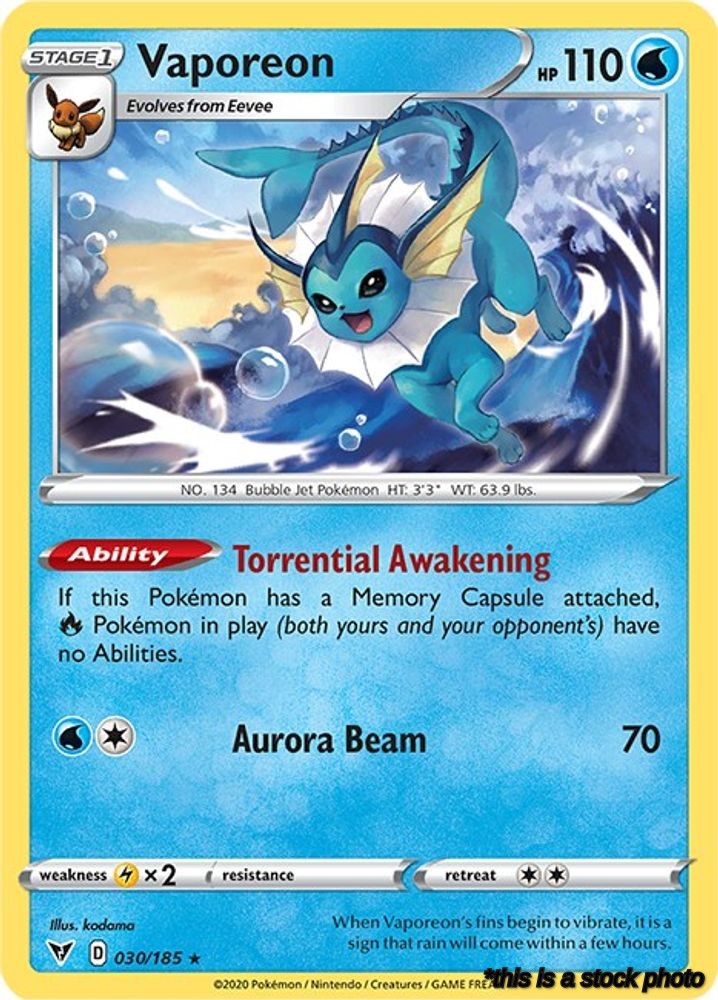 Reverse Holofoil Vaporeon [030/185 Near Mint ]