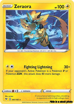 061/185 Zeraora Holo Rare Holofoil Lightly Played